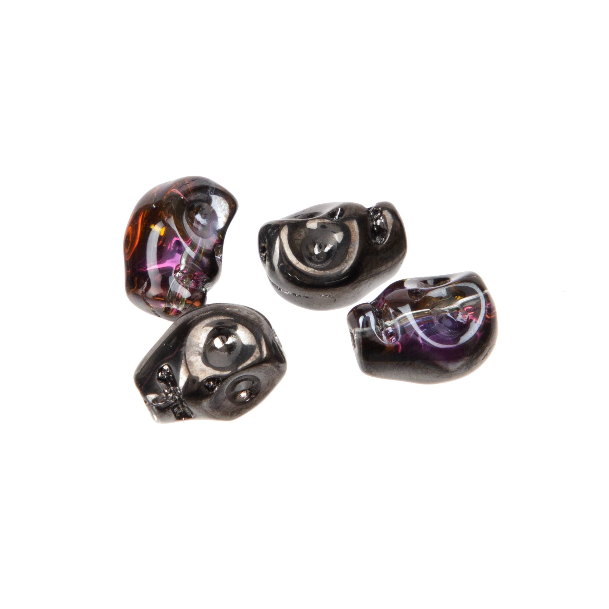 Black Glass Skull Beads, 10mm by Bead Landing™